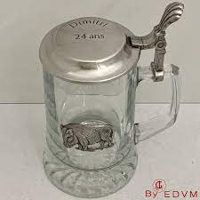 Beer Jug With Pewter Lid And Boar