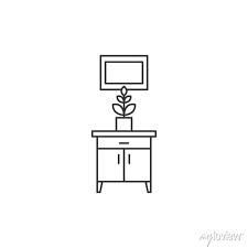 Plant On Cabinet Icon Isolated On White