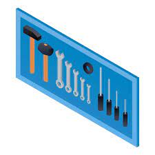 Carpenter Tools On Wall Stand Icon