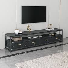 Synergy Lush Marble Look Tv Cabinet Black