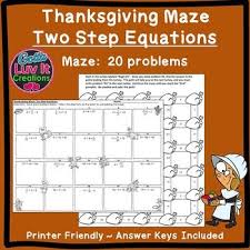 Thanksgiving Math Solving Equations Two