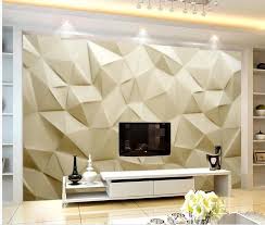 Living Room Wallpaper Beige Geometric