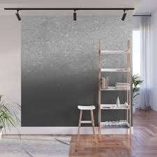 Modern Faux Silver Glitter Ombre Grey