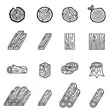 Wood Icon Set With White Background