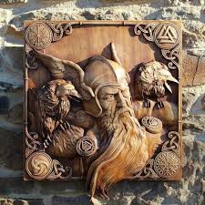 Viking Sculpture Hugin Munin Art Wall