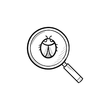 Magnifier Over Bug Hand Drawn Outline