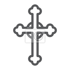 Cross Line Icon Church And Religion