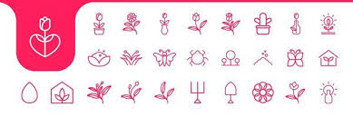 Garden Line Icon Set Collection Design