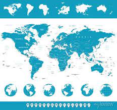 World Map Globes Continents