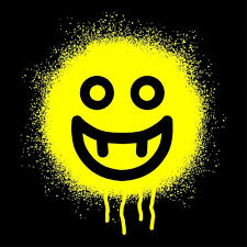 Smiley Emoticon Stencil Graffiti With