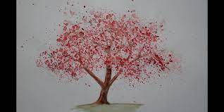 Easy Watercolor Cherry Tree Painting
