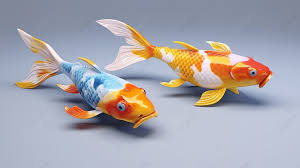 Vibrant Pair Of 3d Rendered Koi Fish In