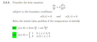 Heat Equation Du K Əx² Bartleby