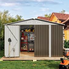 D Gray Metal Storage Shed