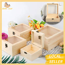 1 Pc Plain Wood Storage Case Wooden Box