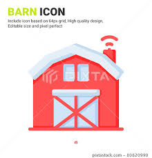 Barn Icon Vector With Flat Color Style