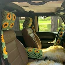Sunflower Crochet Seat Belt Cover