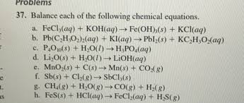 Chemical Equations A Fecl3 A Q
