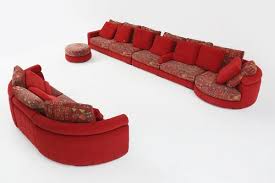 Modular Sofa In Red And Patterned