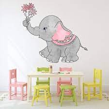 Cute Grey Elephant Nursery Wall Decal
