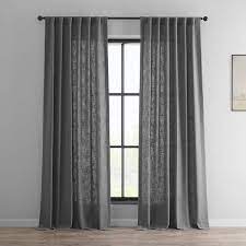 Heavy Faux Linen Curtain Panel Curtains D