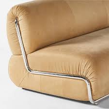 Hada Modern Armless Beige Leather Sofa