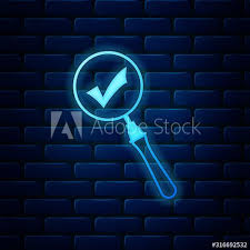 Glowing Neon Magnifying Glass And Check