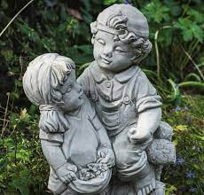 Children With Flowers Statue Boy And