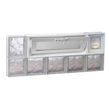 34 75 In X 13 5 In X 3 125 In Frameless Wave Pattern Vented Glass Block Window With Dryer Vent