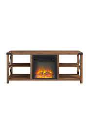 Metal X Accent Fireplace Tv Console