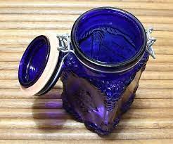 Vintage Cobalt Blue Glass Storage Jar