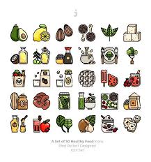30 Healthy Food And Vegan Icon Set