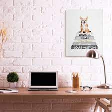 Stupell Industries Smiling Corgi Puppy On Glam Fashion Icon Bookstack Gallery Wrapped Canvas Wall Art 30 X 40