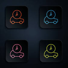 Color Neon Line Electric Car And