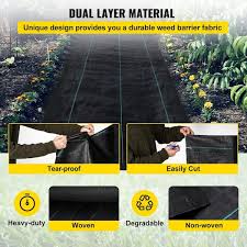 Vevor Weed Barrier 5 8oz Landscape Fabric 3ft X 300ft Cover Mat Heavy Duty Woven Grass Control Geotextile For Garden Patio Black