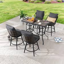 Patio Festival Metal 6 Piece Outdoor Dining Set In Gray Finish