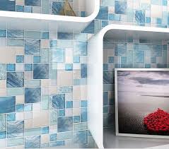 Hand Painted Blue Glass Backsplash Tile