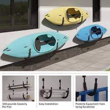Rad Sportz 4 Pack Of Kayak Storage Hook Sets With 100lb Capacity Per Pair Black