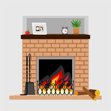 Cartoon Home Fireplace By