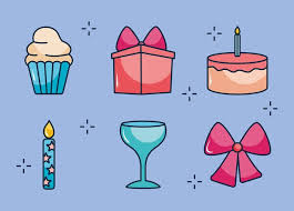 Party Icon Set Over Blue Background