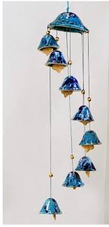 Ceramic Blue Bell Wind Chime Size