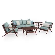 Rst Brands Vaughn 5 Pc Sunbrella Outdoor Seating Set Spa Blue