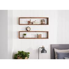 Walnut Stackable Floating Wall Shelf
