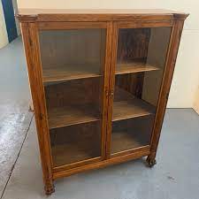 Solid Oak Two Door Bookcase Claw Feet