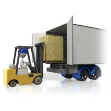 forklift lifting load 3d animated