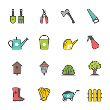 Icon Set Of Garden Tools And Accessories