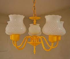 Painted Yellow Milk Glass Chandelier