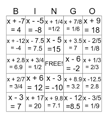 One Step Equation Bingo Addition