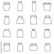 Jars Line Icons Set Glass Jar