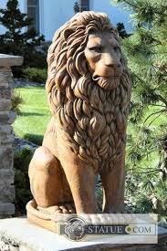 Grand Sitting Lion Cement Statue 48 High